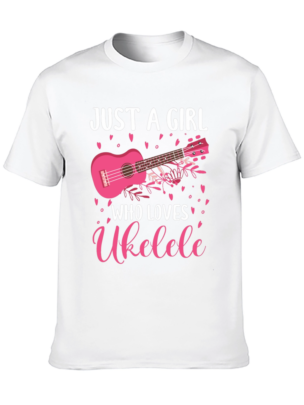 Just A Girl Who Loves Ukulele Black Graphic T-Shirt