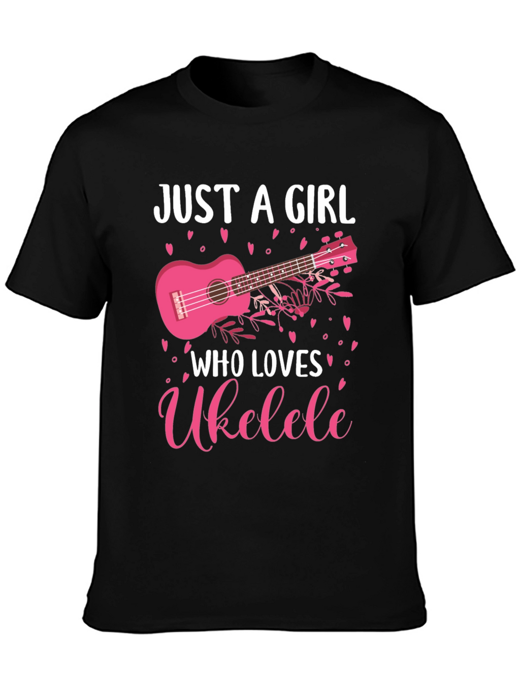 Just A Girl Who Loves Ukulele Black Graphic T-Shirt