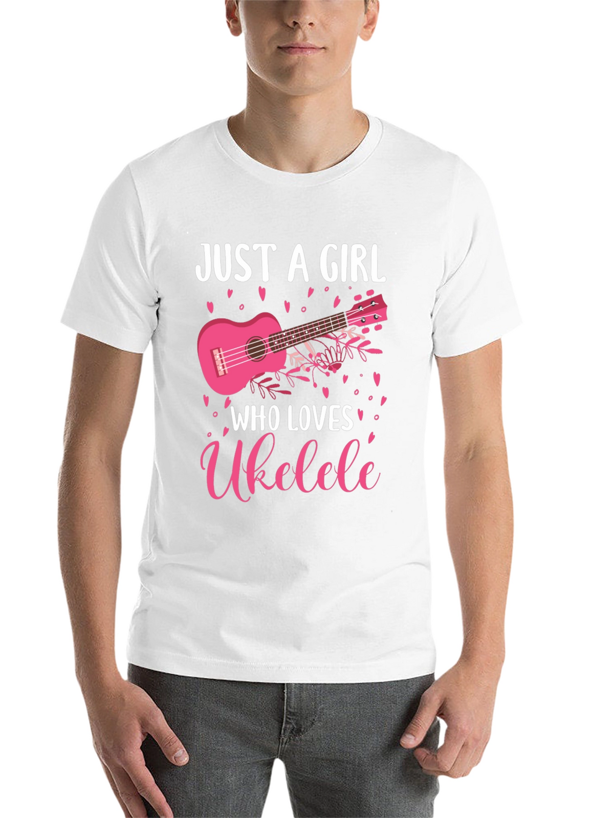 Just A Girl Who Loves Ukulele Black Graphic T-Shirt