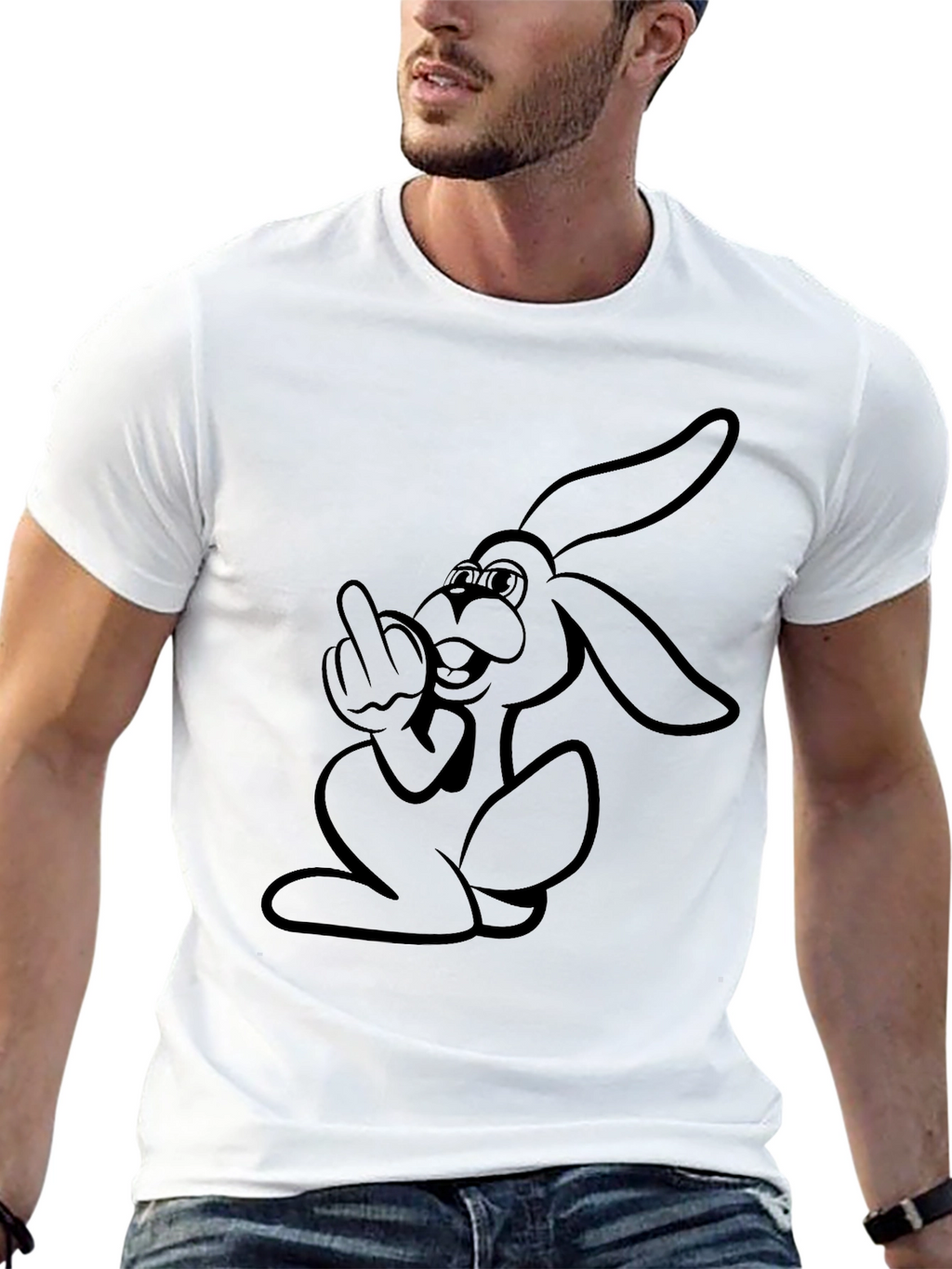 Rebellious Rabbit Graphic Tee - Black Cotton