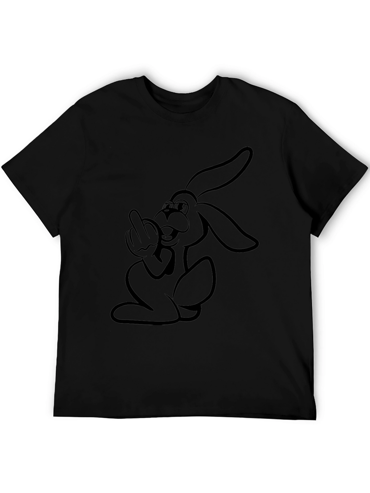 Rebellious Rabbit Graphic Tee - Black Cotton