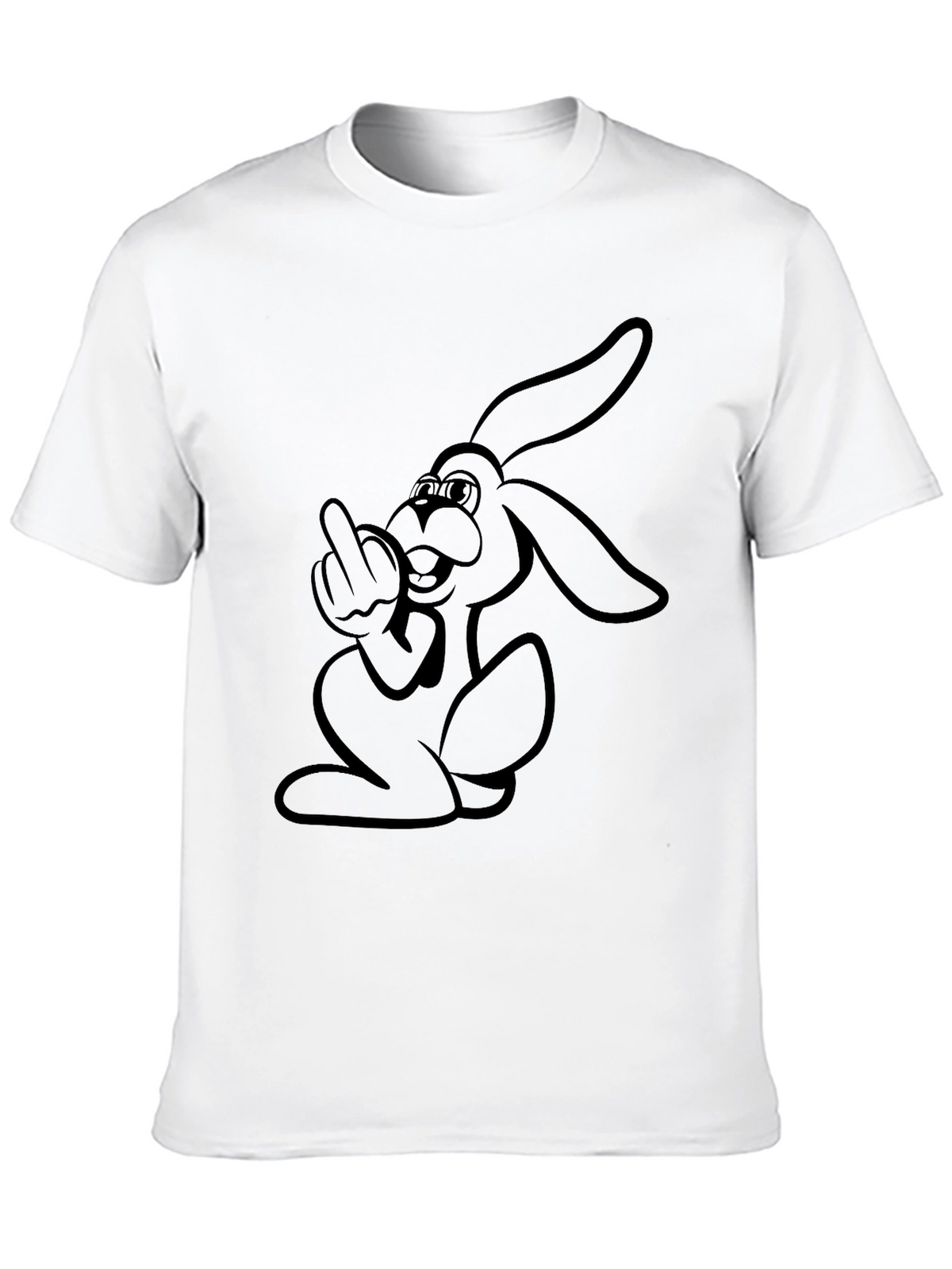 Rebellious Rabbit Graphic Tee - Black Cotton