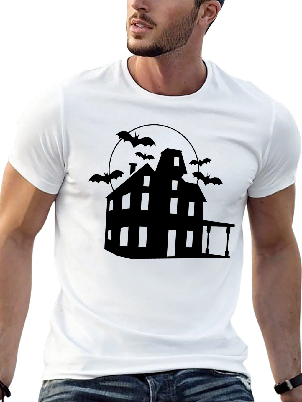 Spooky Haunted House Graphic Tee