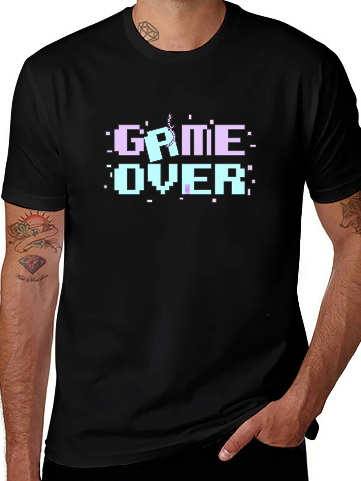 Game Over Pixel Art Black T-Shirt