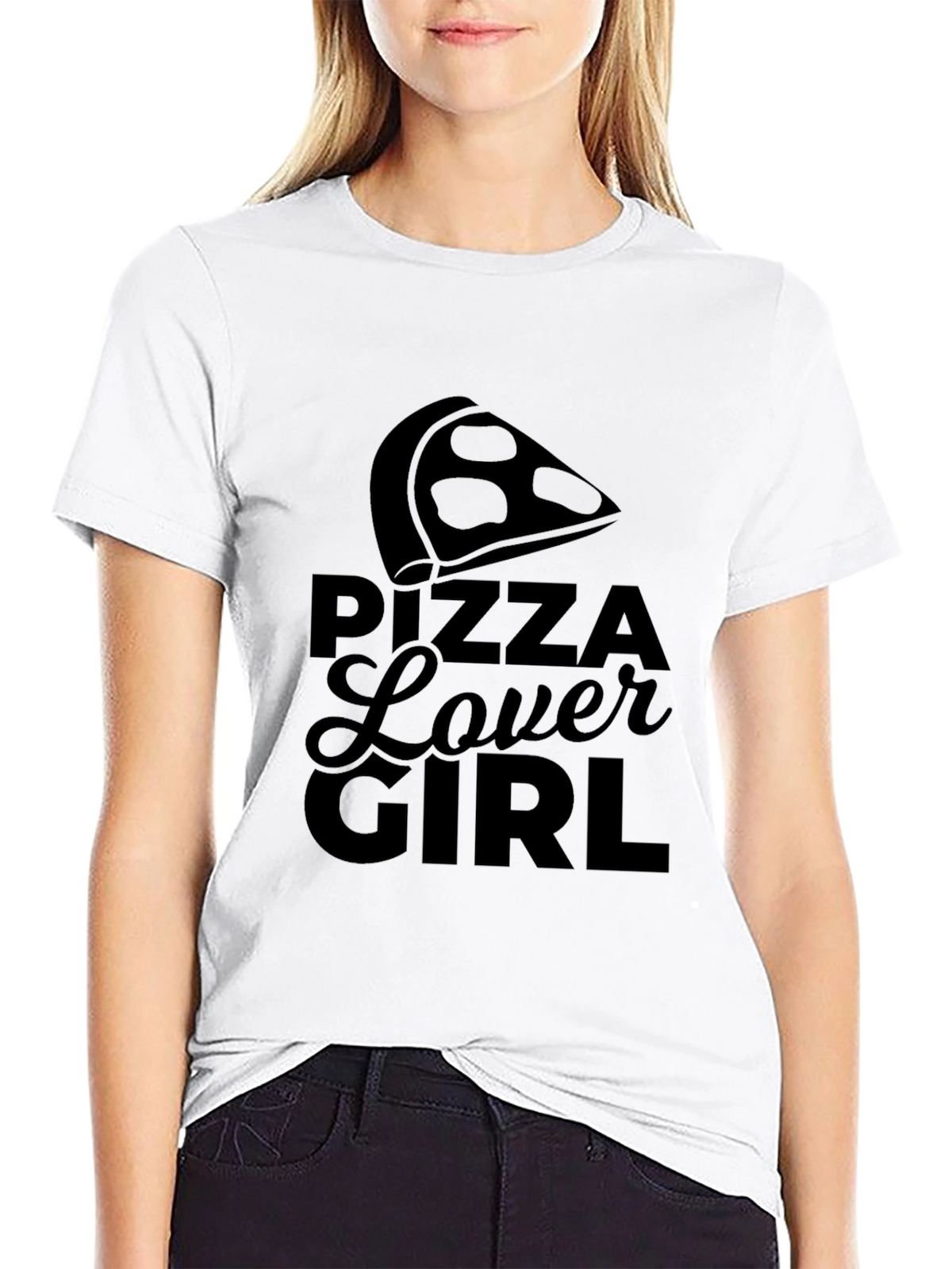 Pizza Lover Girl T-Shirt - Black