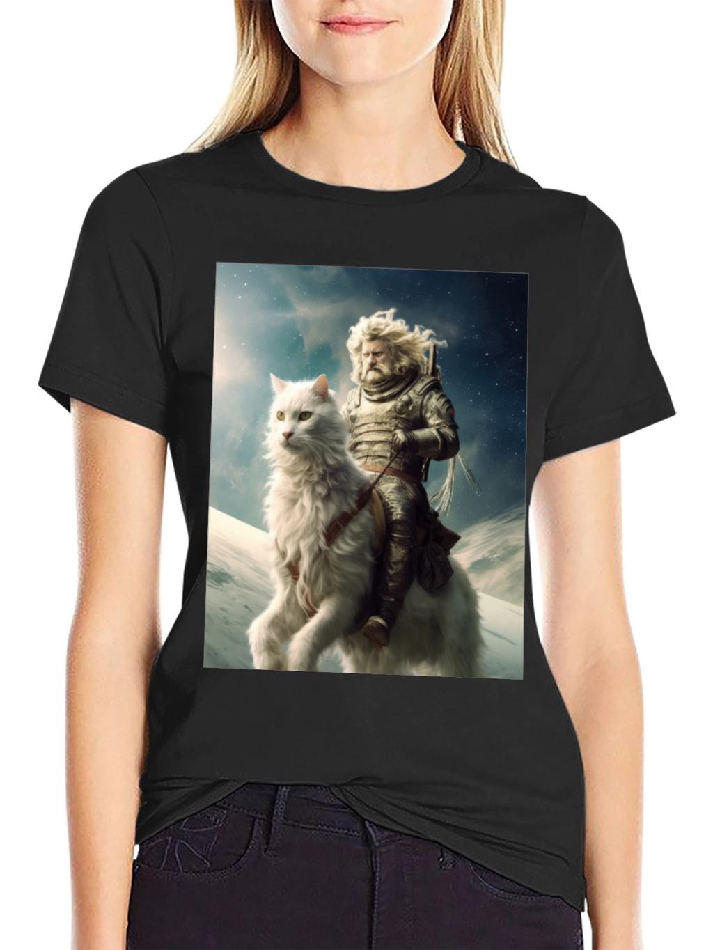 Knight Riding Cat Graphic Tee