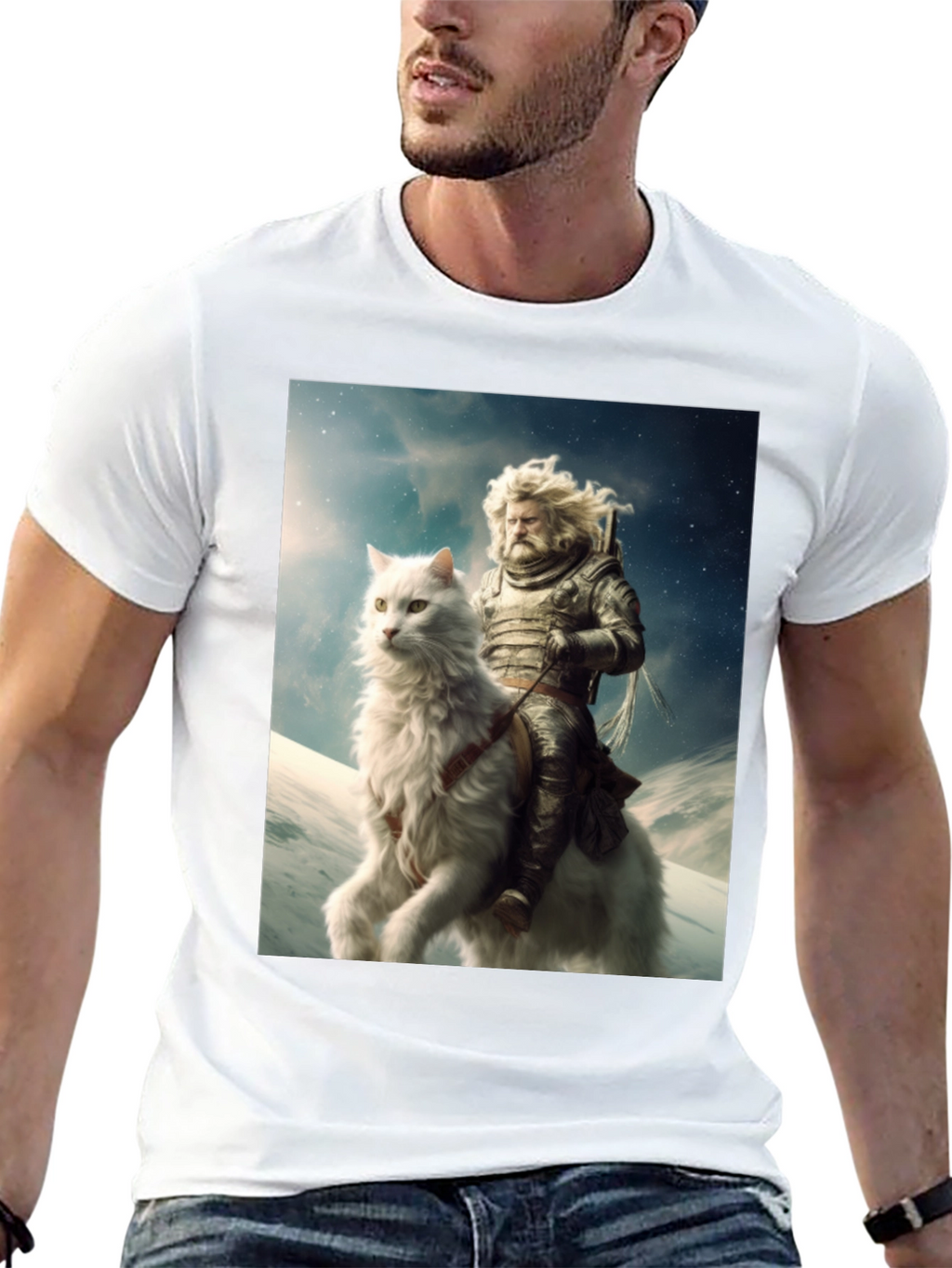 Knight Riding Cat Graphic Tee