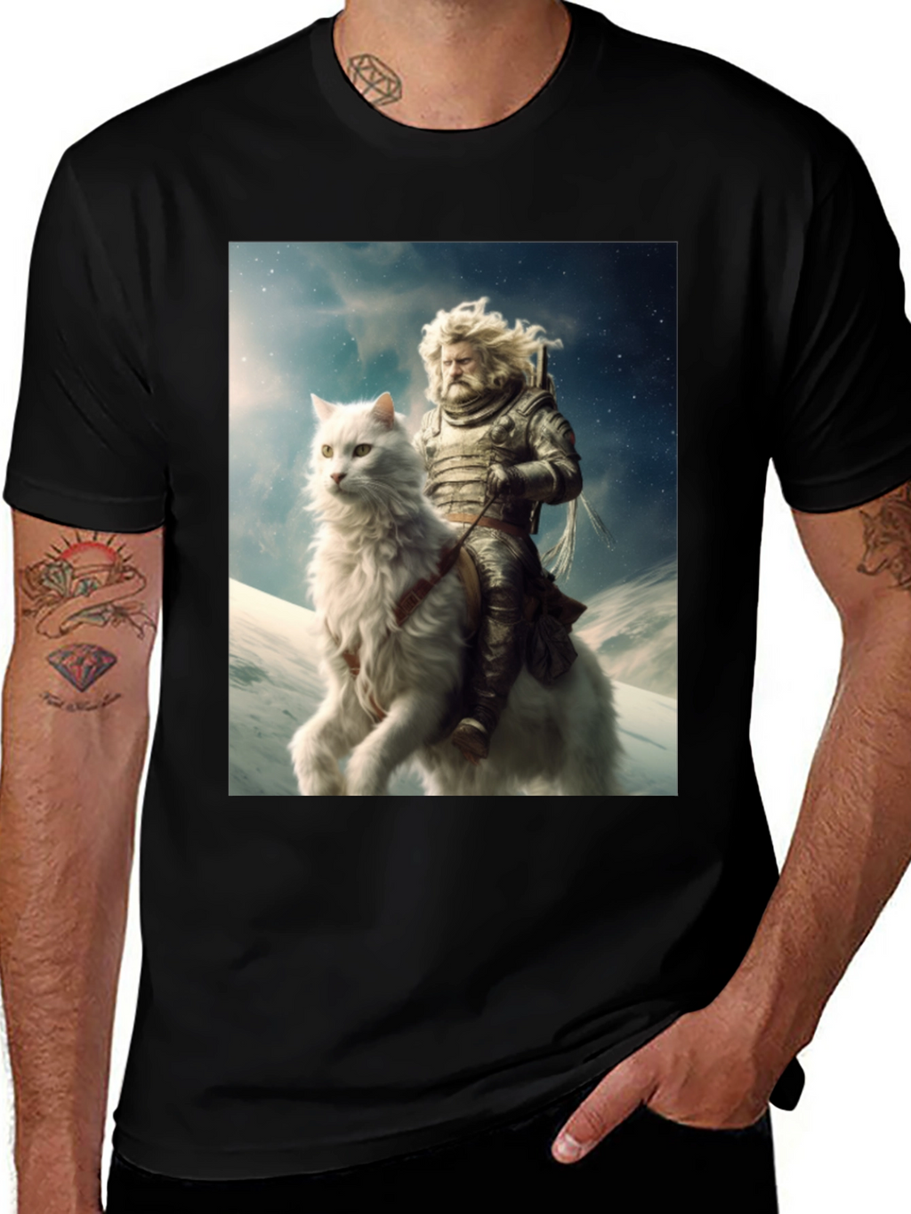 Knight Riding Cat Graphic Tee