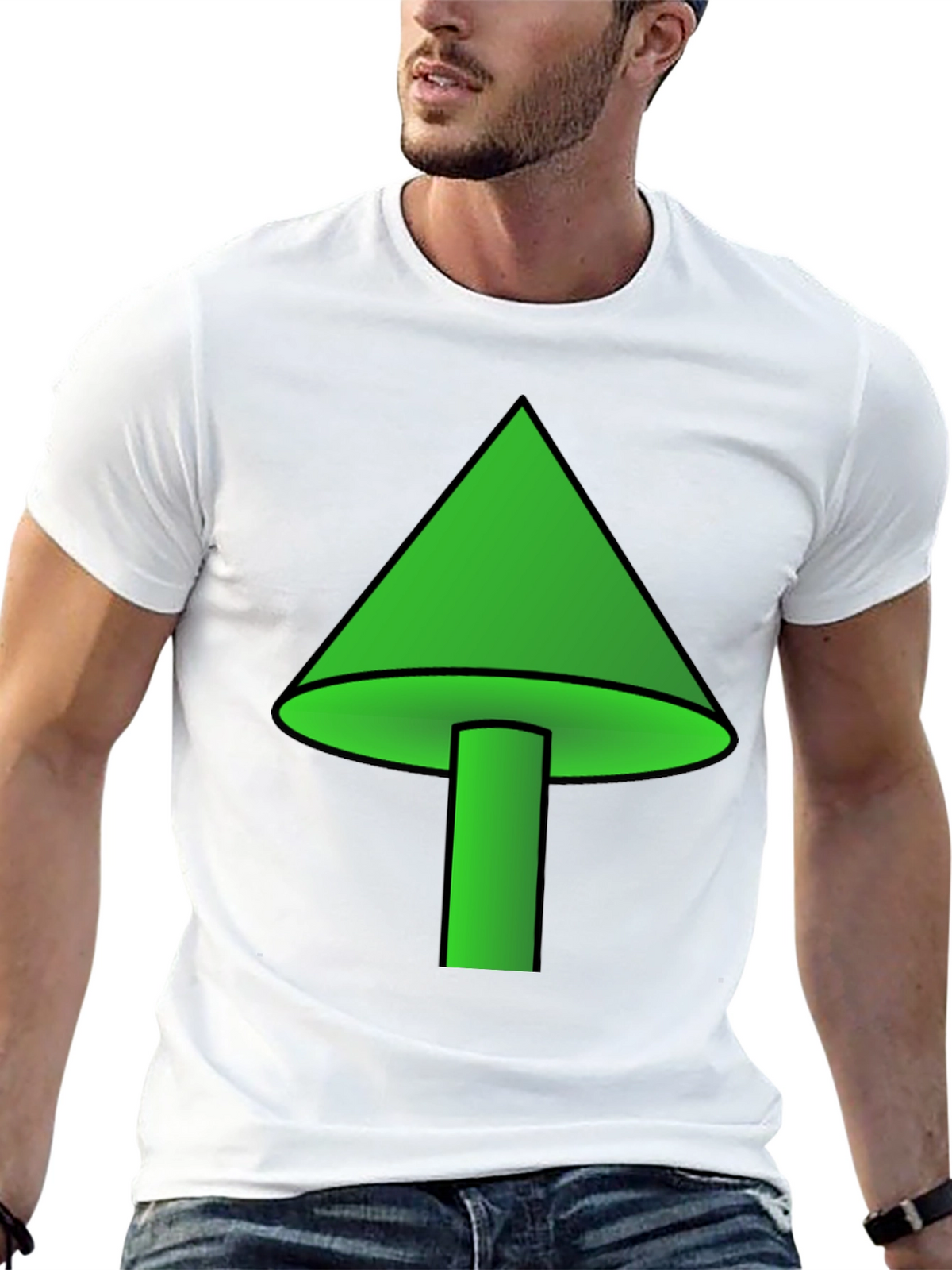 Green Mushroom Graphic T-Shirt - Casual Wear