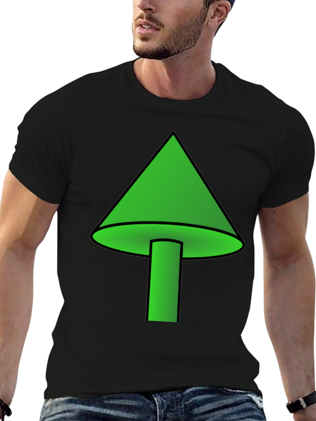 Green Mushroom Graphic T-Shirt - Casual Wear