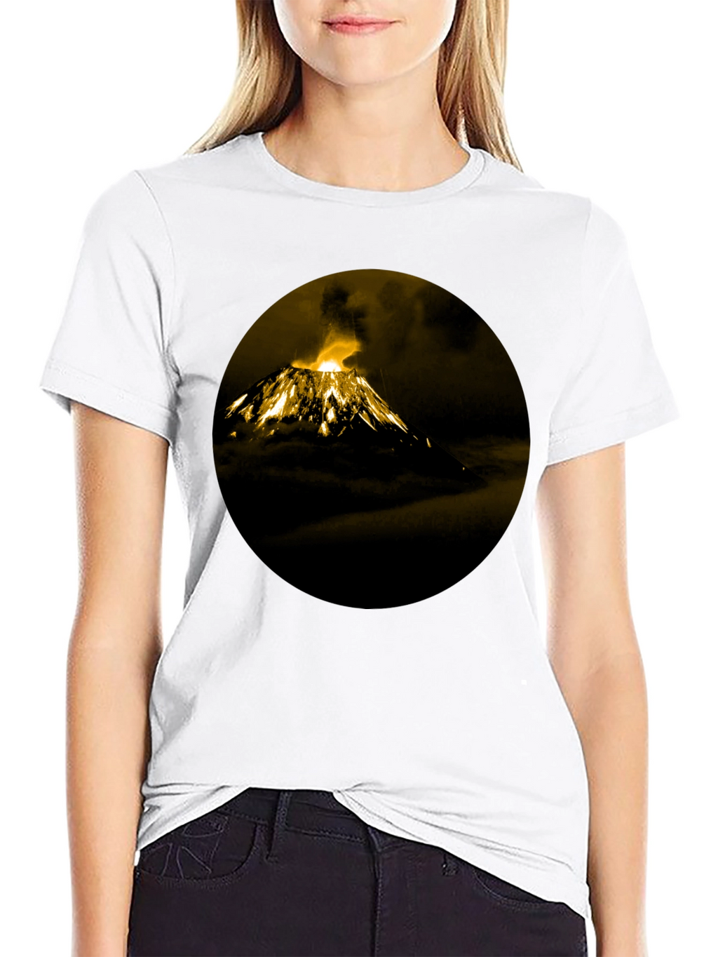 Volcano Print Black T-Shirt
