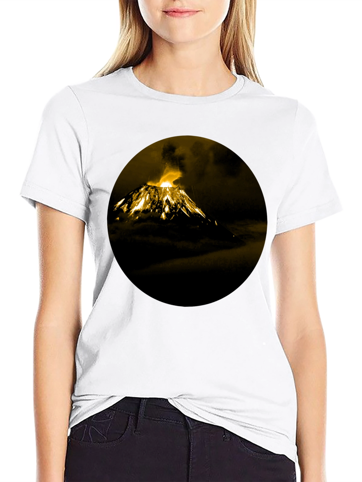 Volcano Print Black T-Shirt