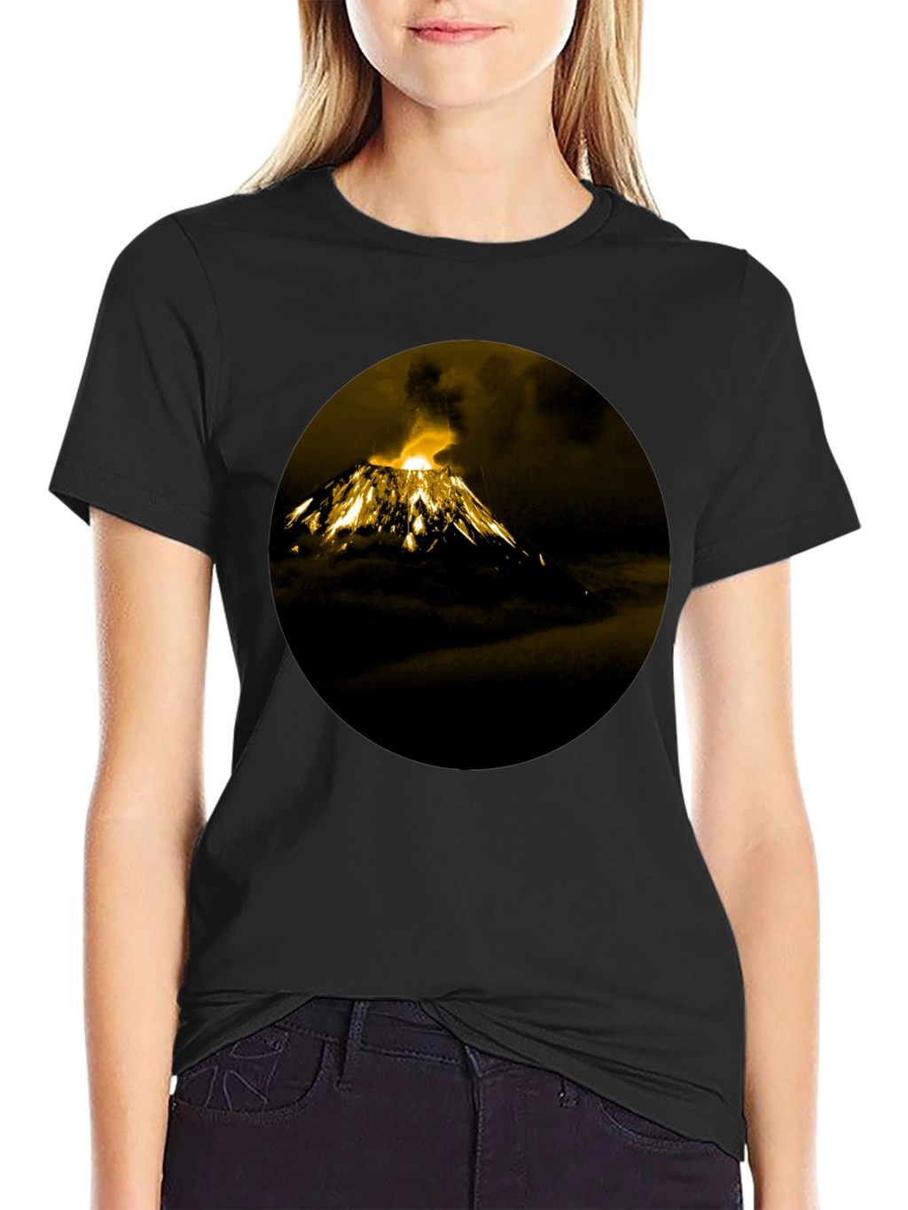 Volcano Print Black T-Shirt