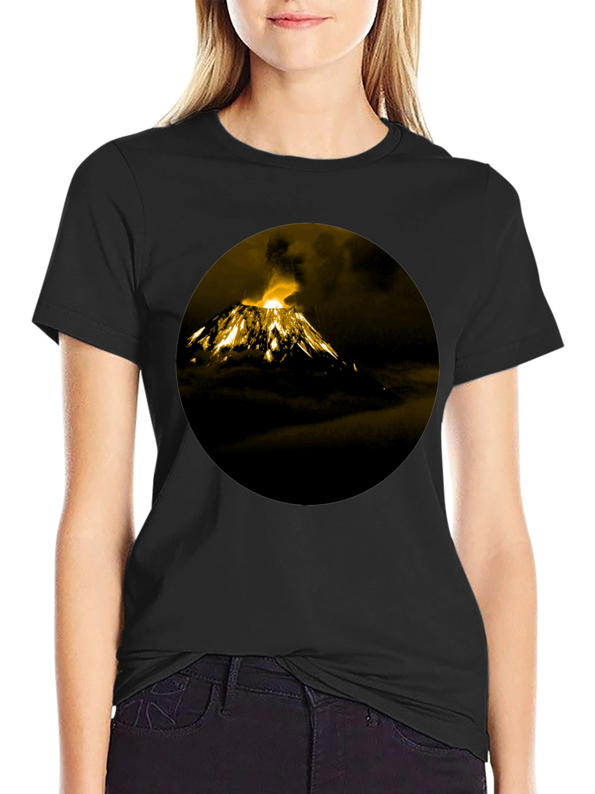 Volcano Print Black T-Shirt