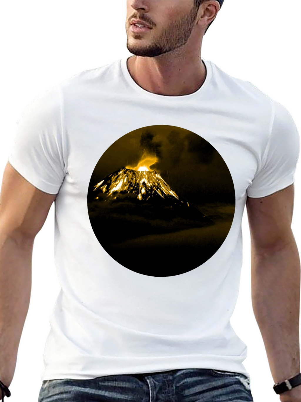 Volcano Print Black T-Shirt