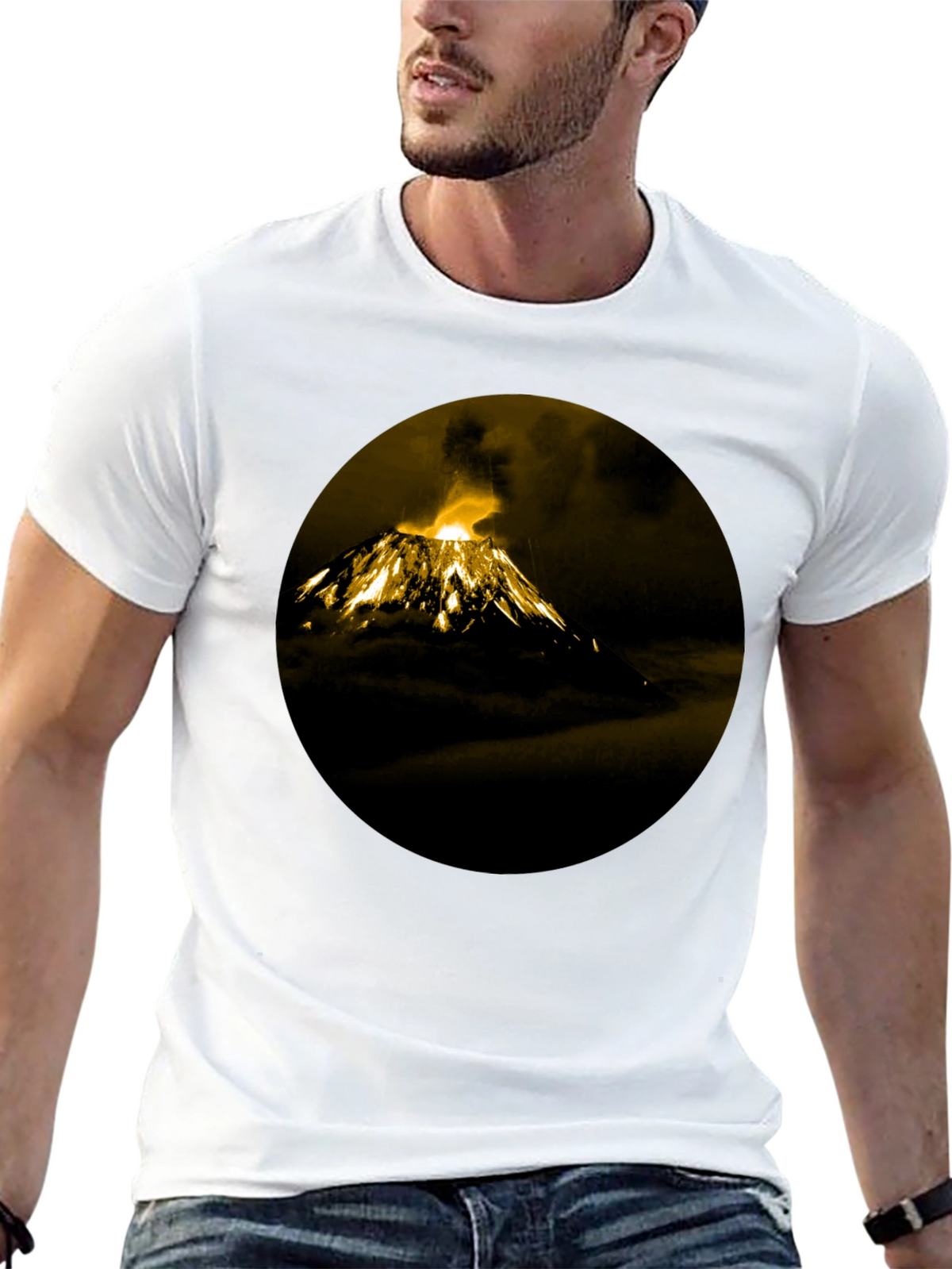 Volcano Print Black T-Shirt