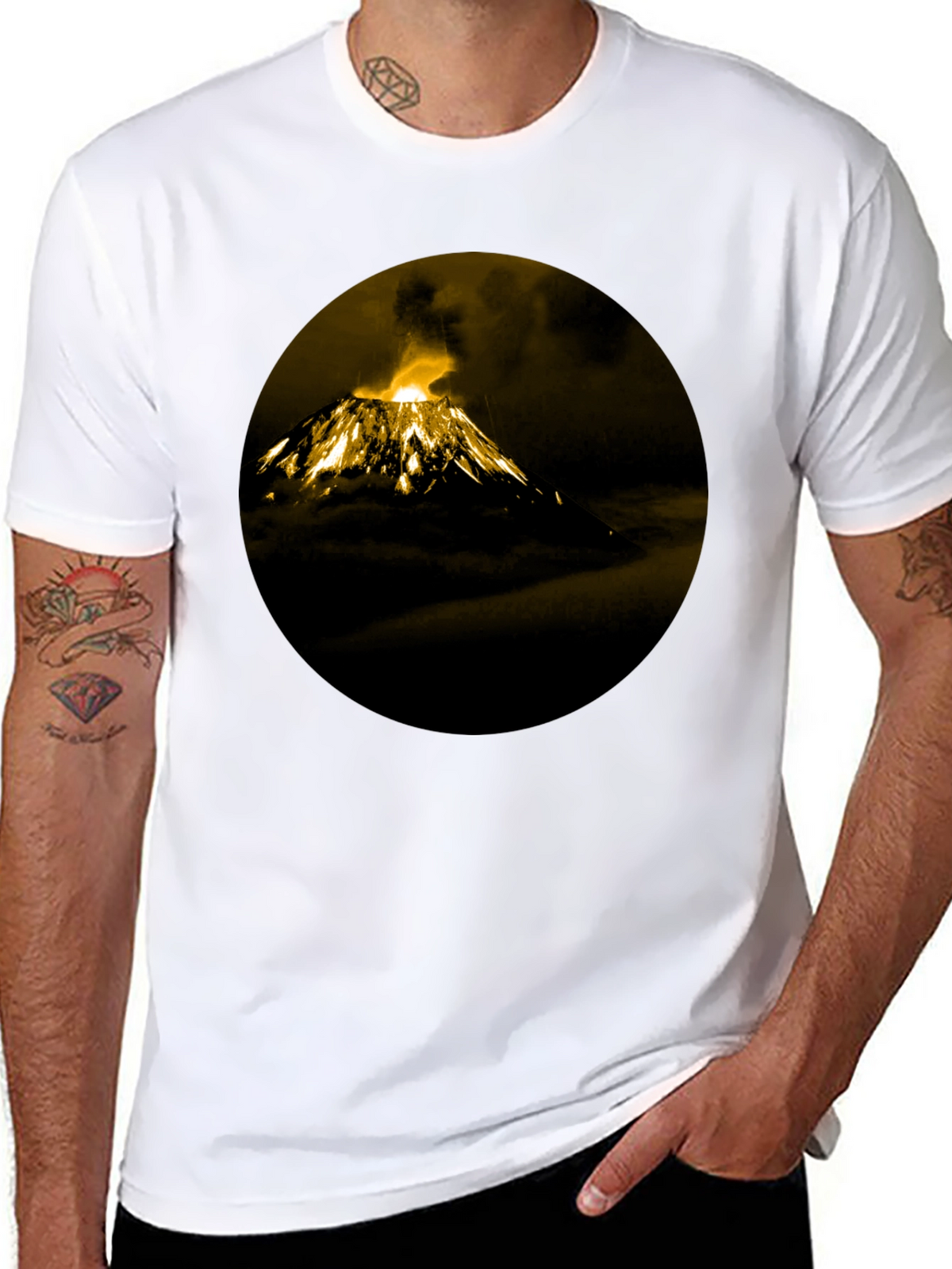 Volcano Print Black T-Shirt