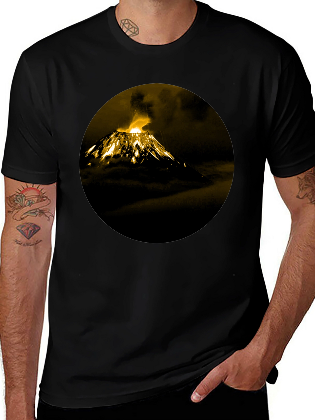 Volcano Print Black T-Shirt