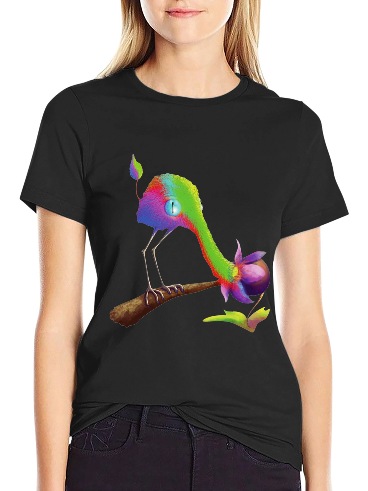 Whimsical Creature Graphic Black T-Shirt