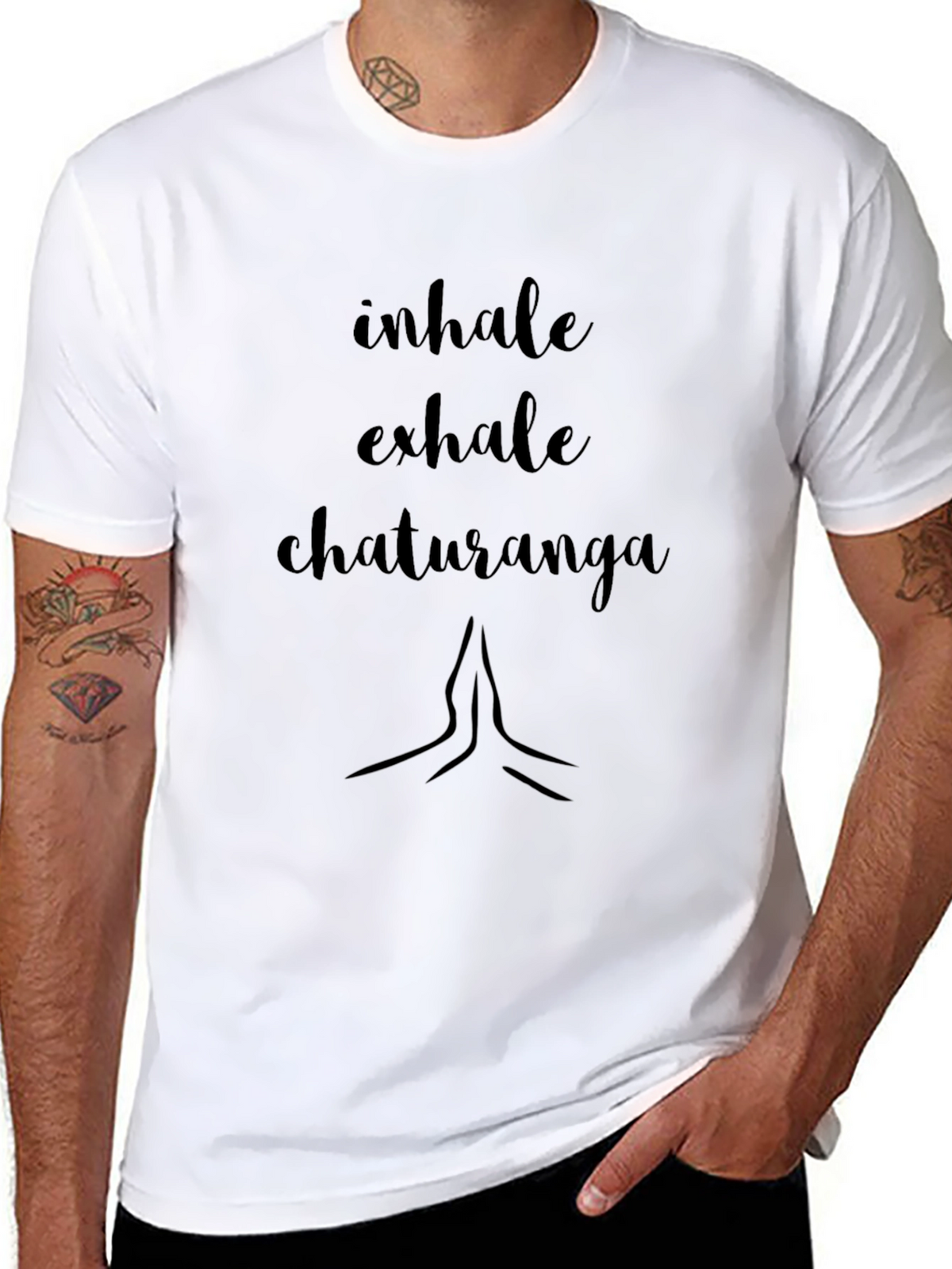 Yoga Inspiration Tee: Inhale Exhale Chaturanga Black Shirt