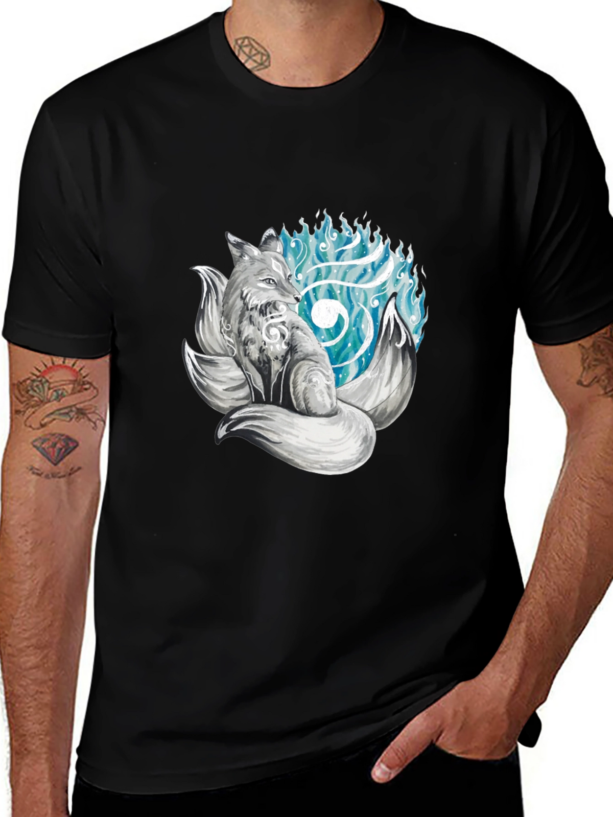 Mystic Fox Graphic Tee - Black Cotton T-Shirt