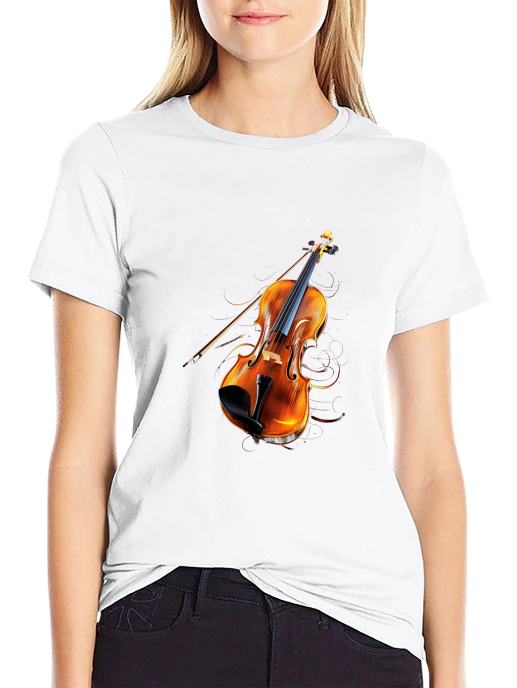 Violin Graphic Black T-Shirt