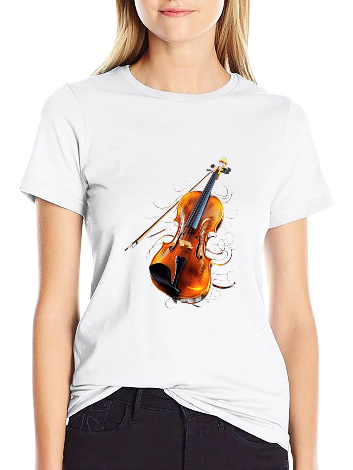 Violin Graphic Black T-Shirt