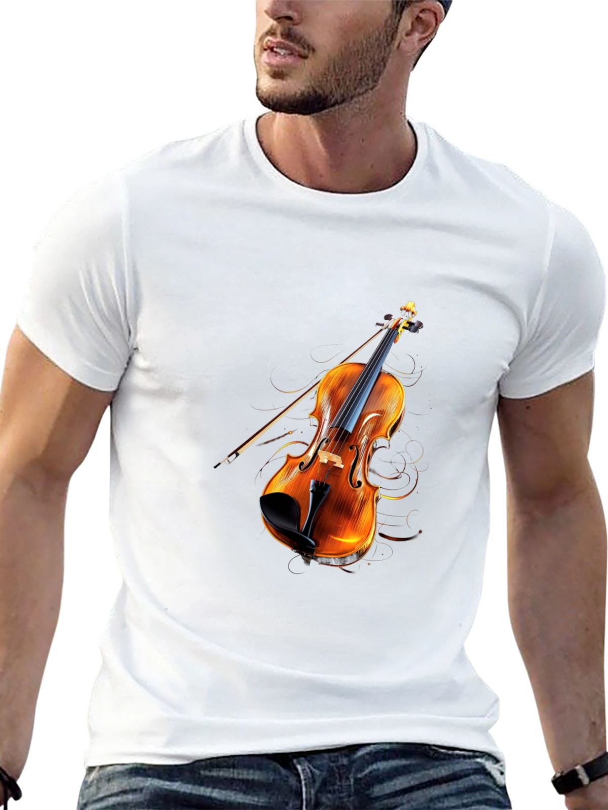 Violin Graphic Black T-Shirt