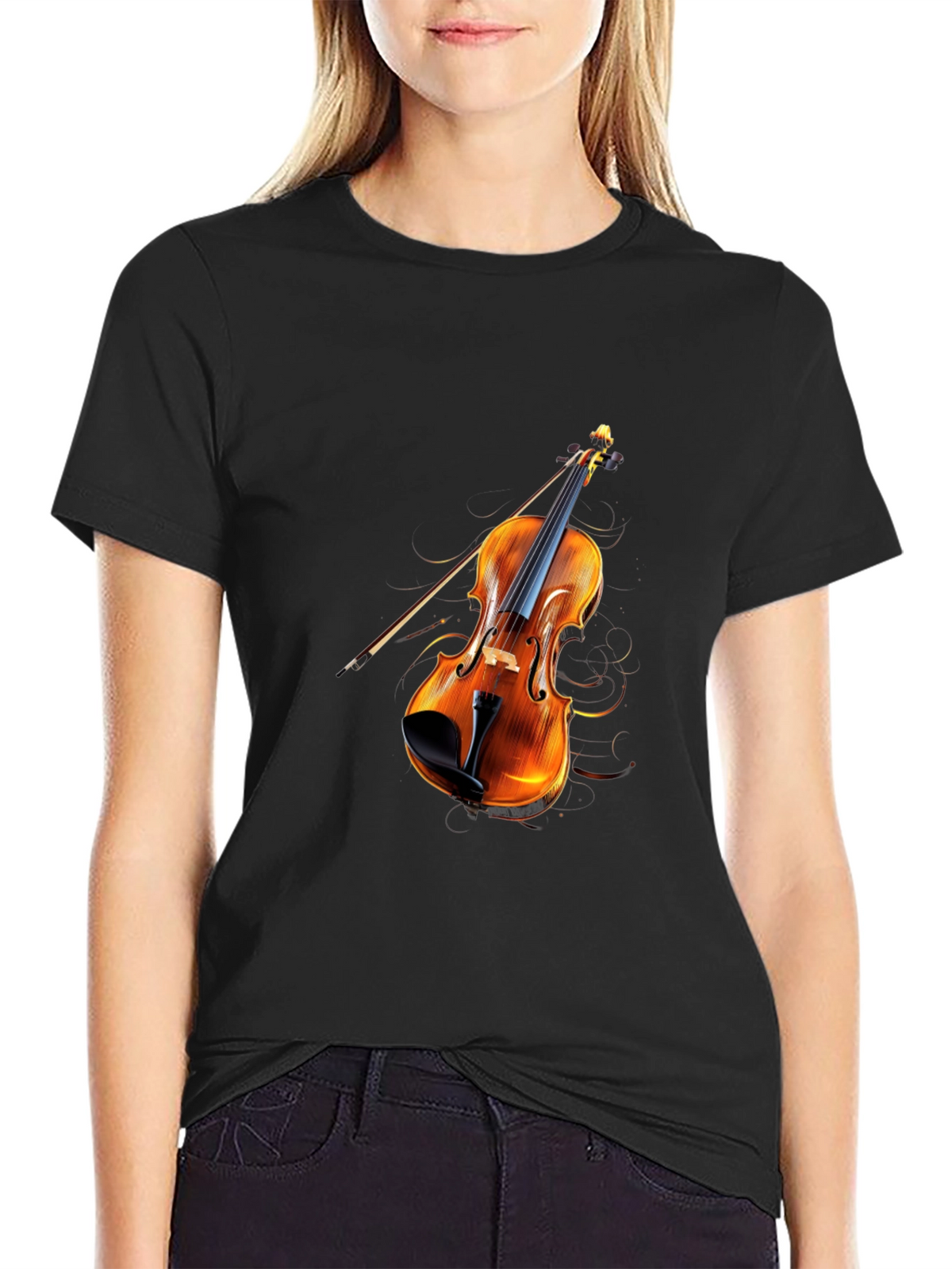 Violin Graphic Black T-Shirt