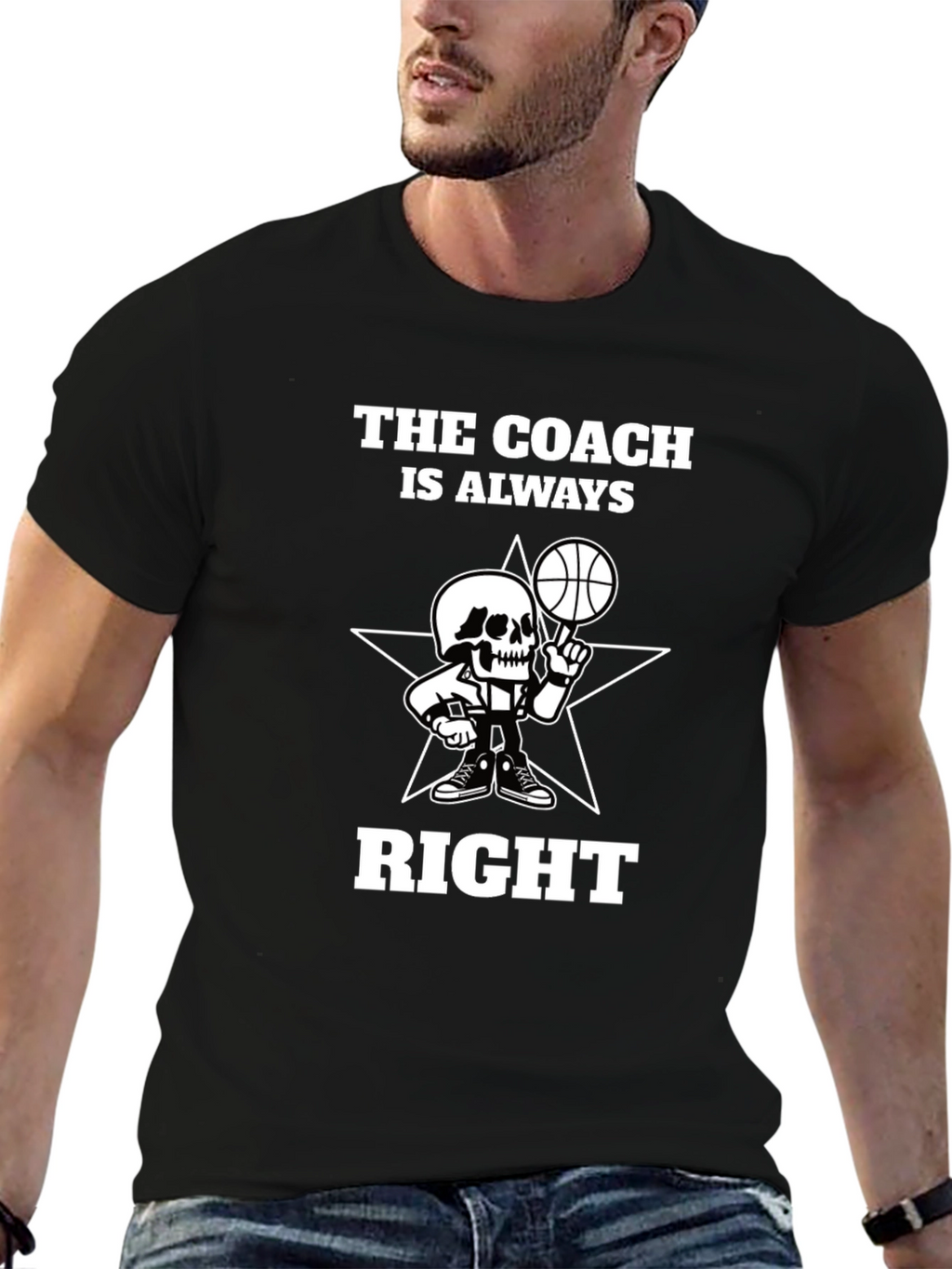 The Coach Is Always Right Black Graphic Tee