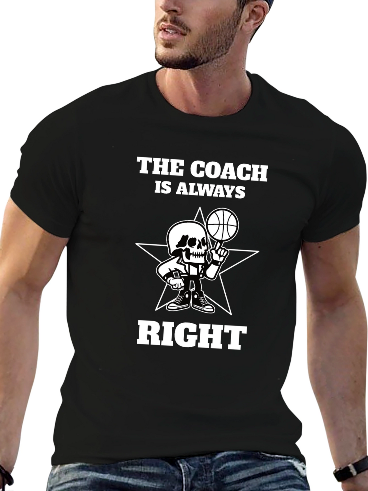 The Coach Is Always Right Black Graphic Tee