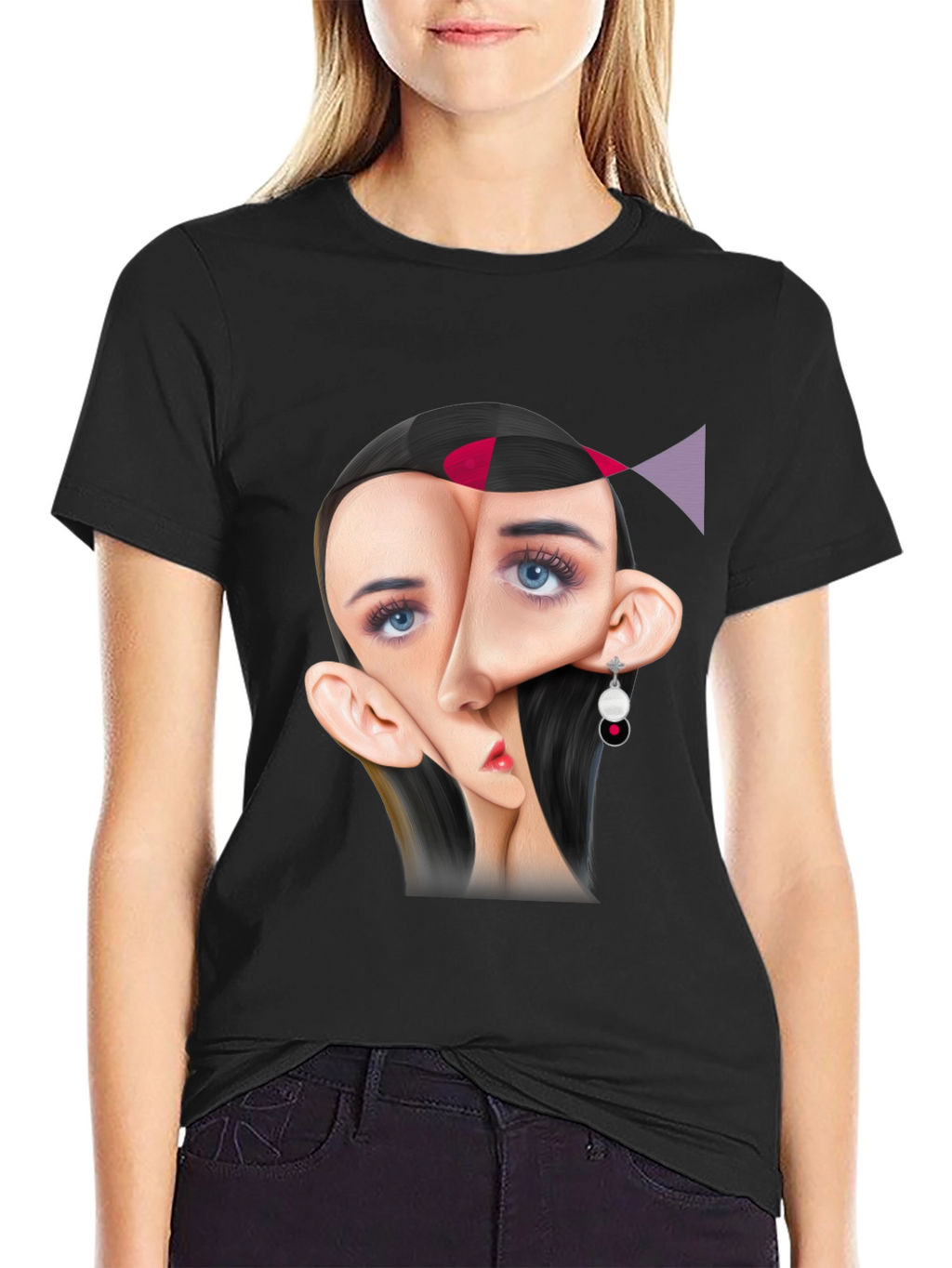 Abstract Face Graphic Tee - Unique Art T-Shirt