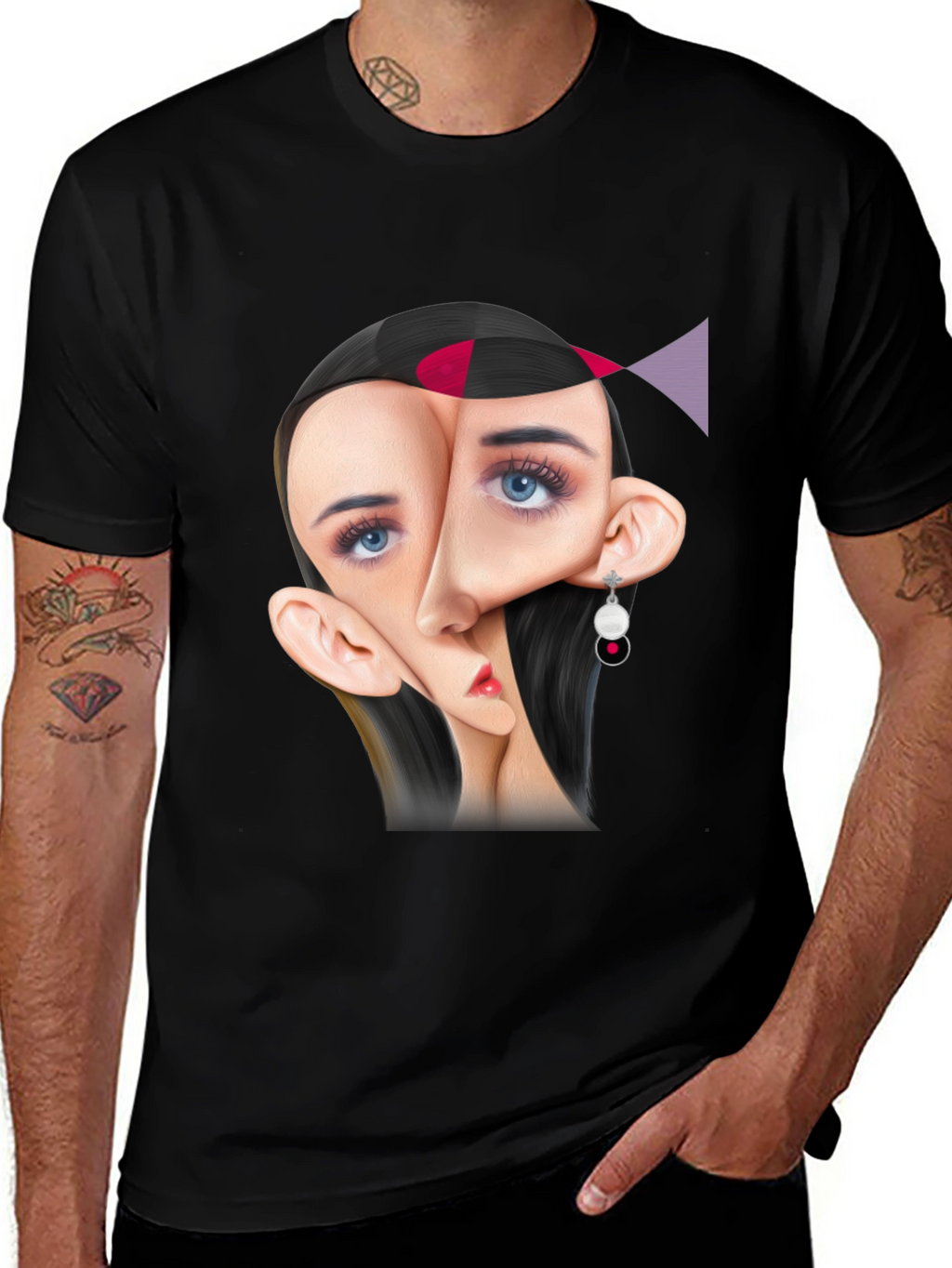 Abstract Face Graphic Tee - Unique Art T-Shirt