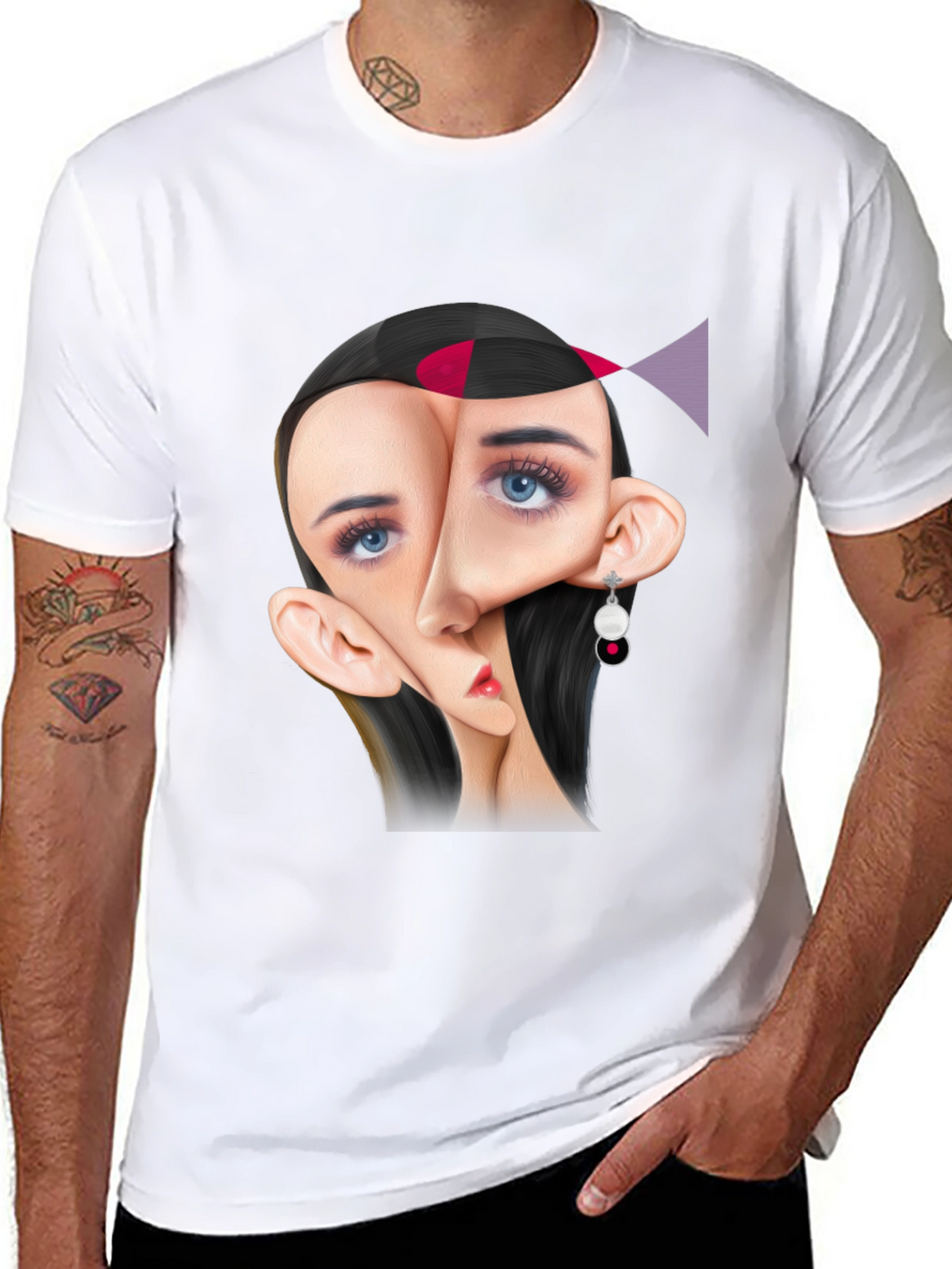 Abstract Face Graphic Tee - Unique Art T-Shirt