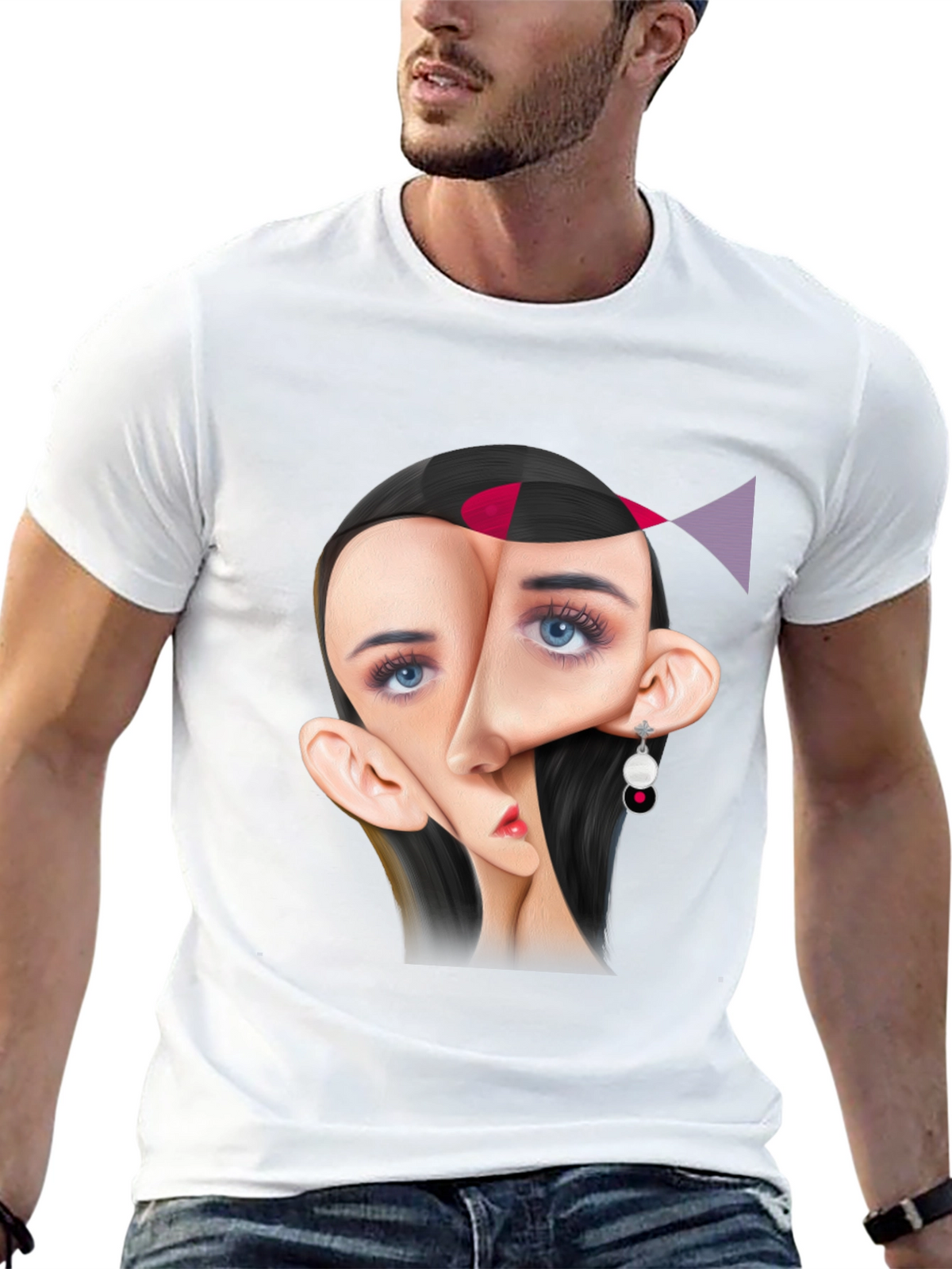 Abstract Face Graphic Tee - Unique Art T-Shirt