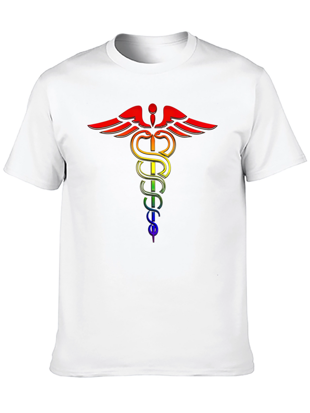 Rainbow Caduceus Black T-Shirt - LGBTQ+ Pride Medical Symbol