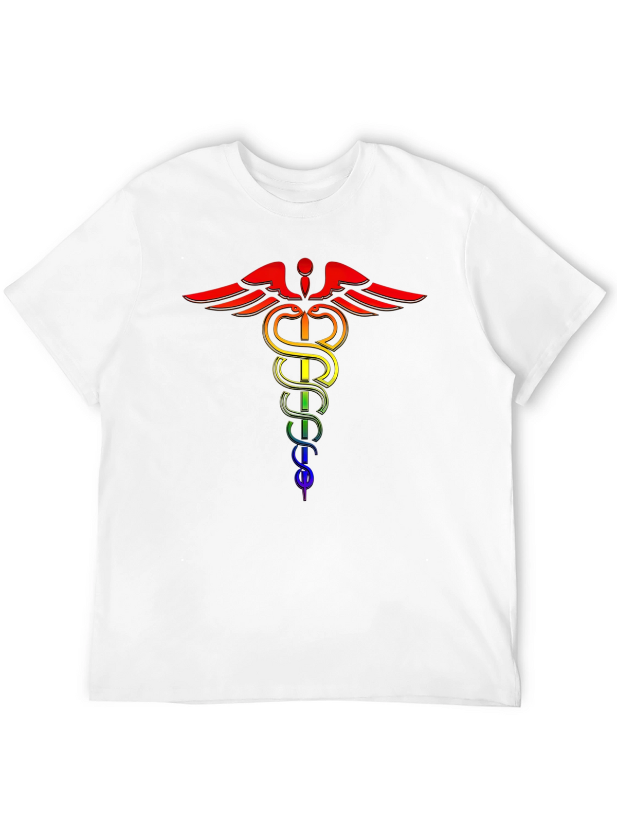 Rainbow Caduceus Black T-Shirt - LGBTQ+ Pride Medical Symbol