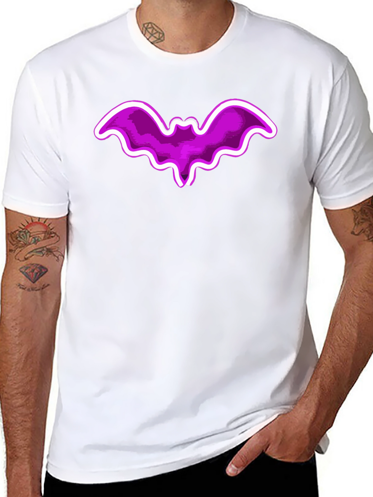 Purple Bat Graphic Tee - Fun Halloween Shirt