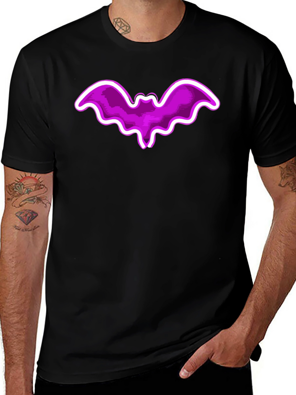 Purple Bat Graphic Tee - Fun Halloween Shirt