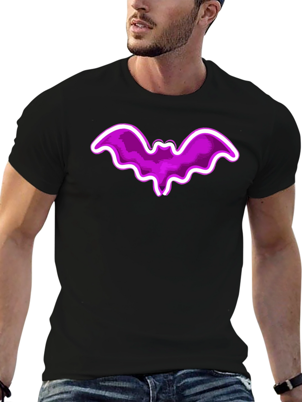 Purple Bat Graphic Tee - Fun Halloween Shirt