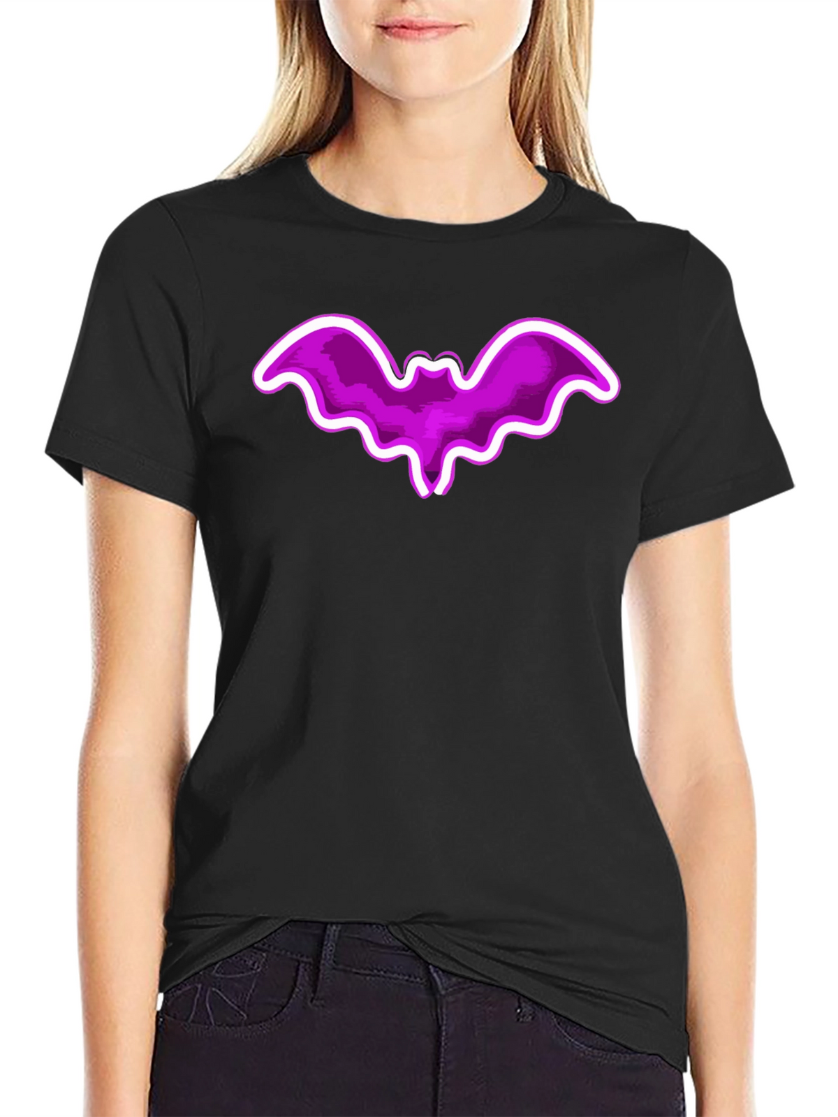 Purple Bat Graphic Tee - Fun Halloween Shirt