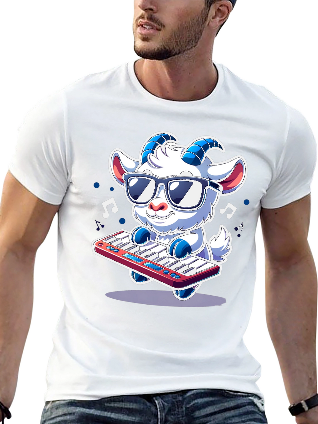 Cool Goat Keyboardist T-Shirt - Music Lover Tee
