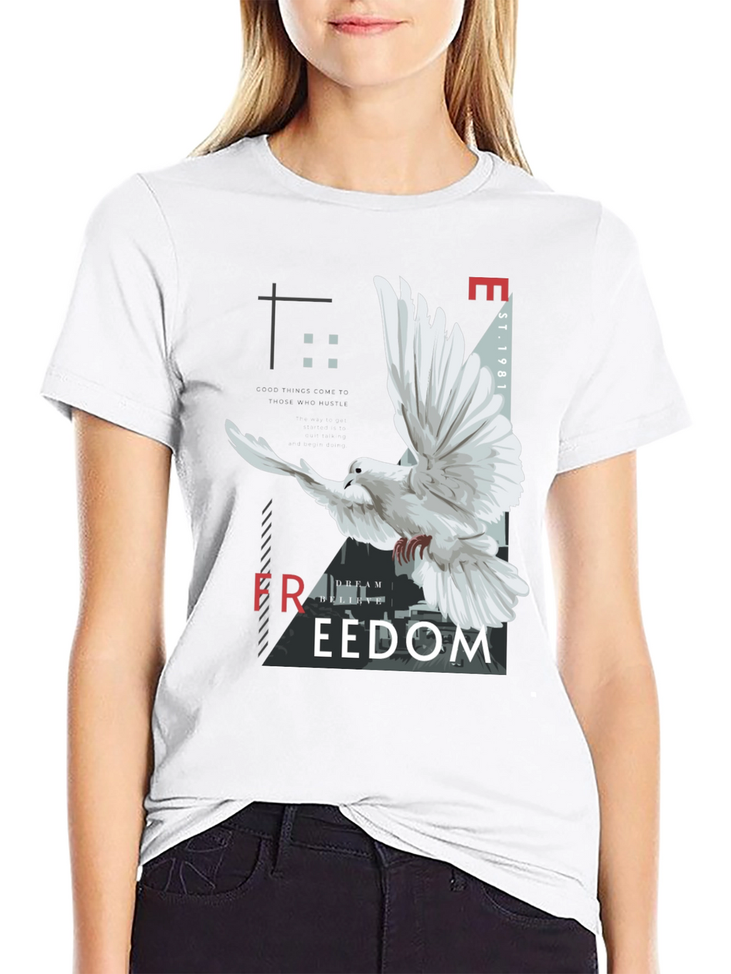 Freedom Graphic Print Mens Black T-Shirt