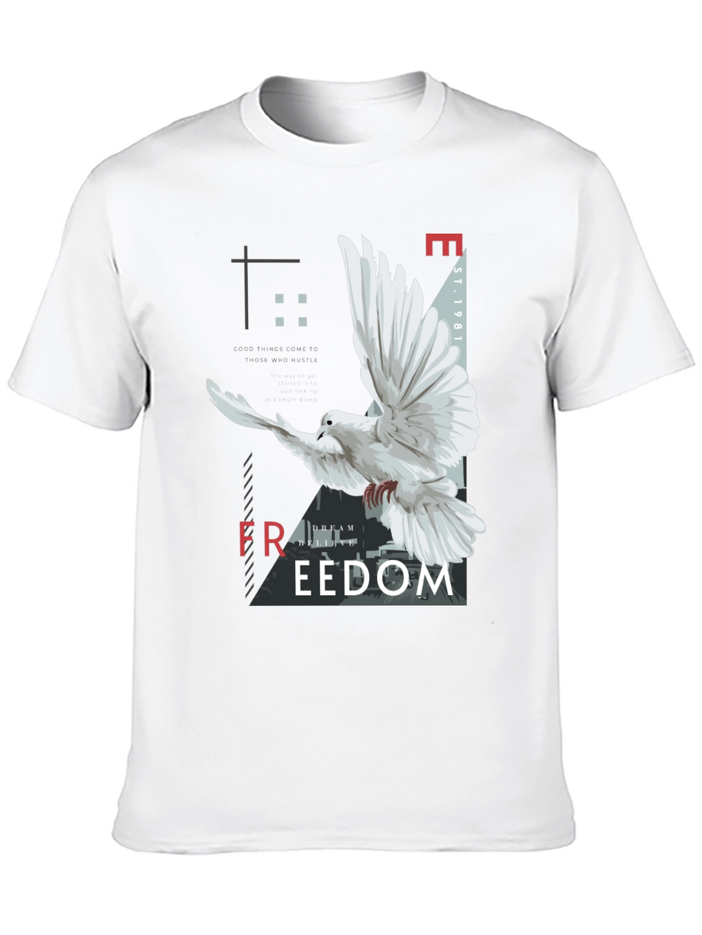 Freedom Graphic Print Mens Black T-Shirt