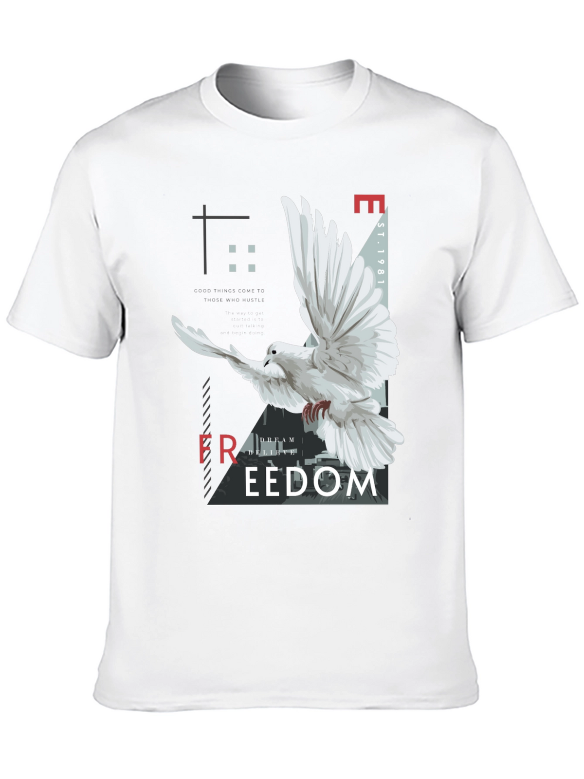 Freedom Graphic Print Mens Black T-Shirt