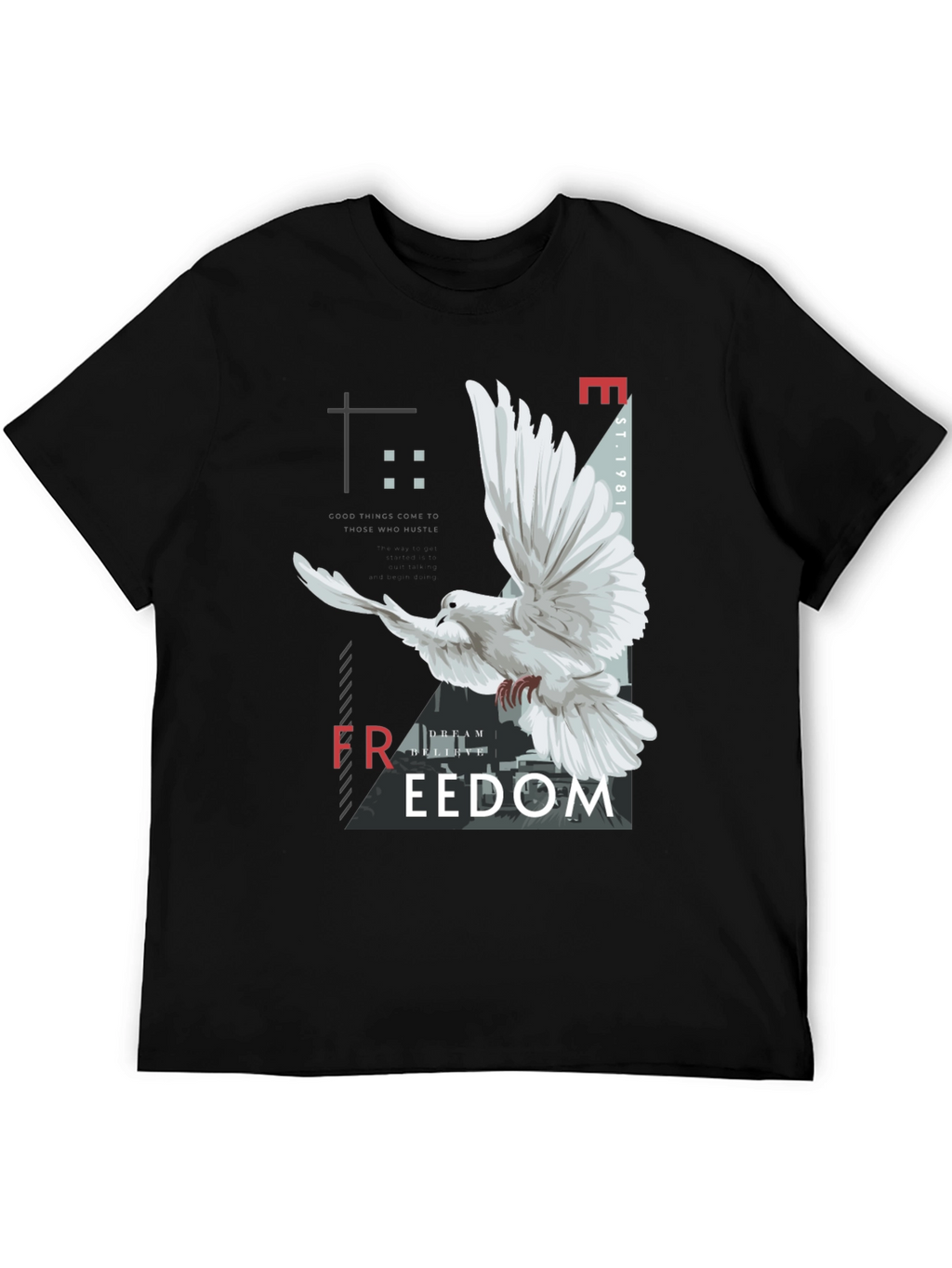 Freedom Graphic Print Mens Black T-Shirt