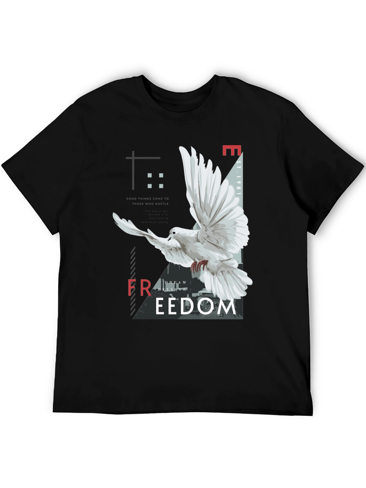 Freedom Graphic Print Mens Black T-Shirt