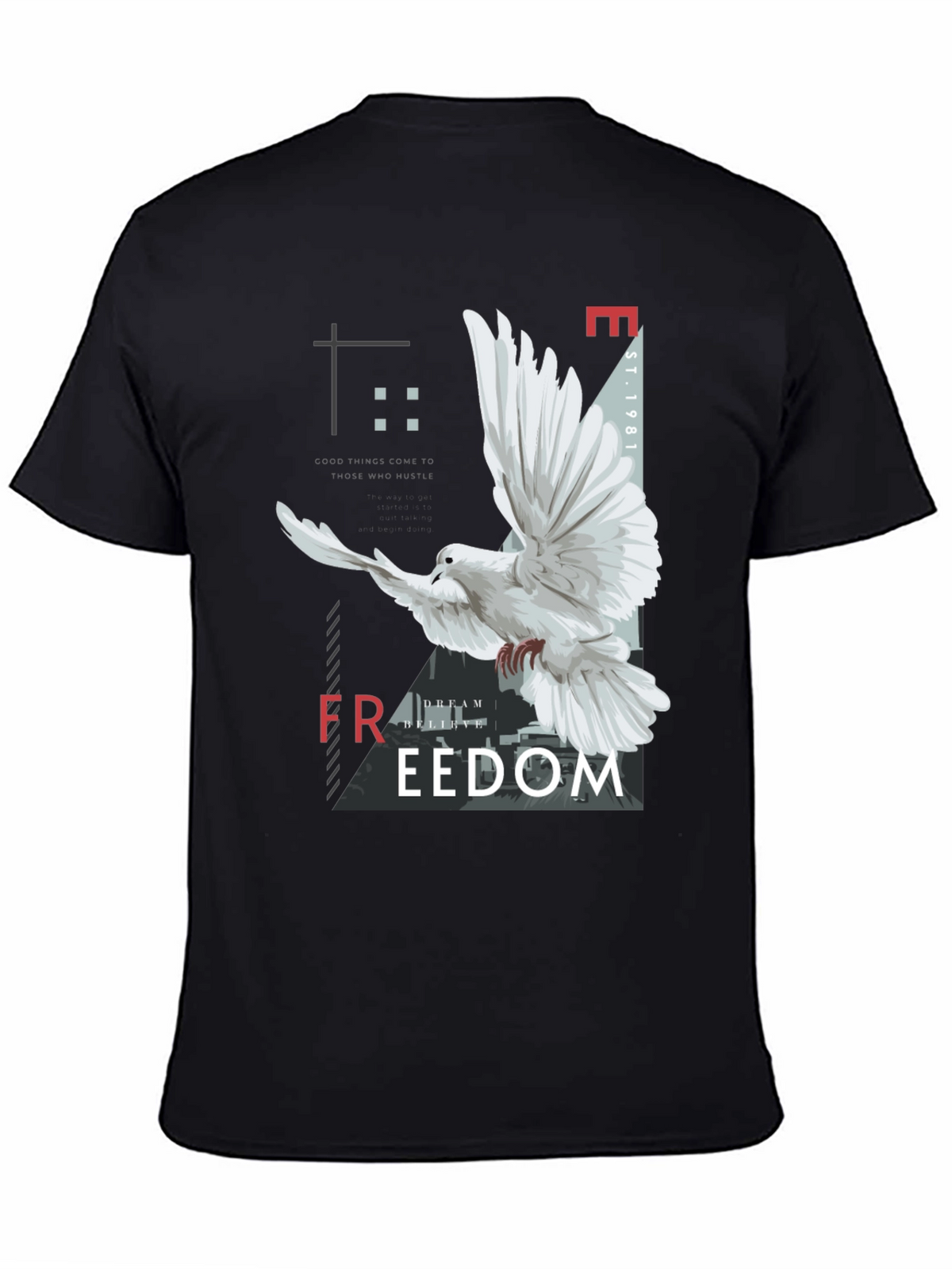 Freedom Graphic Print Mens Black T-Shirt