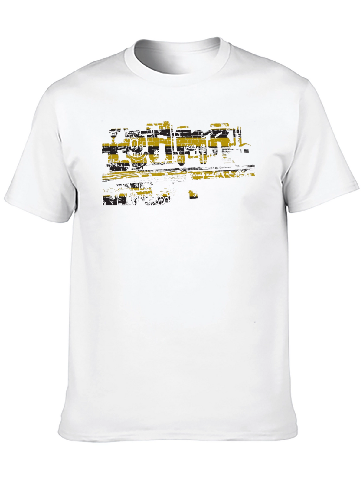 Distressed Graphic Print Black Crew Neck Tee