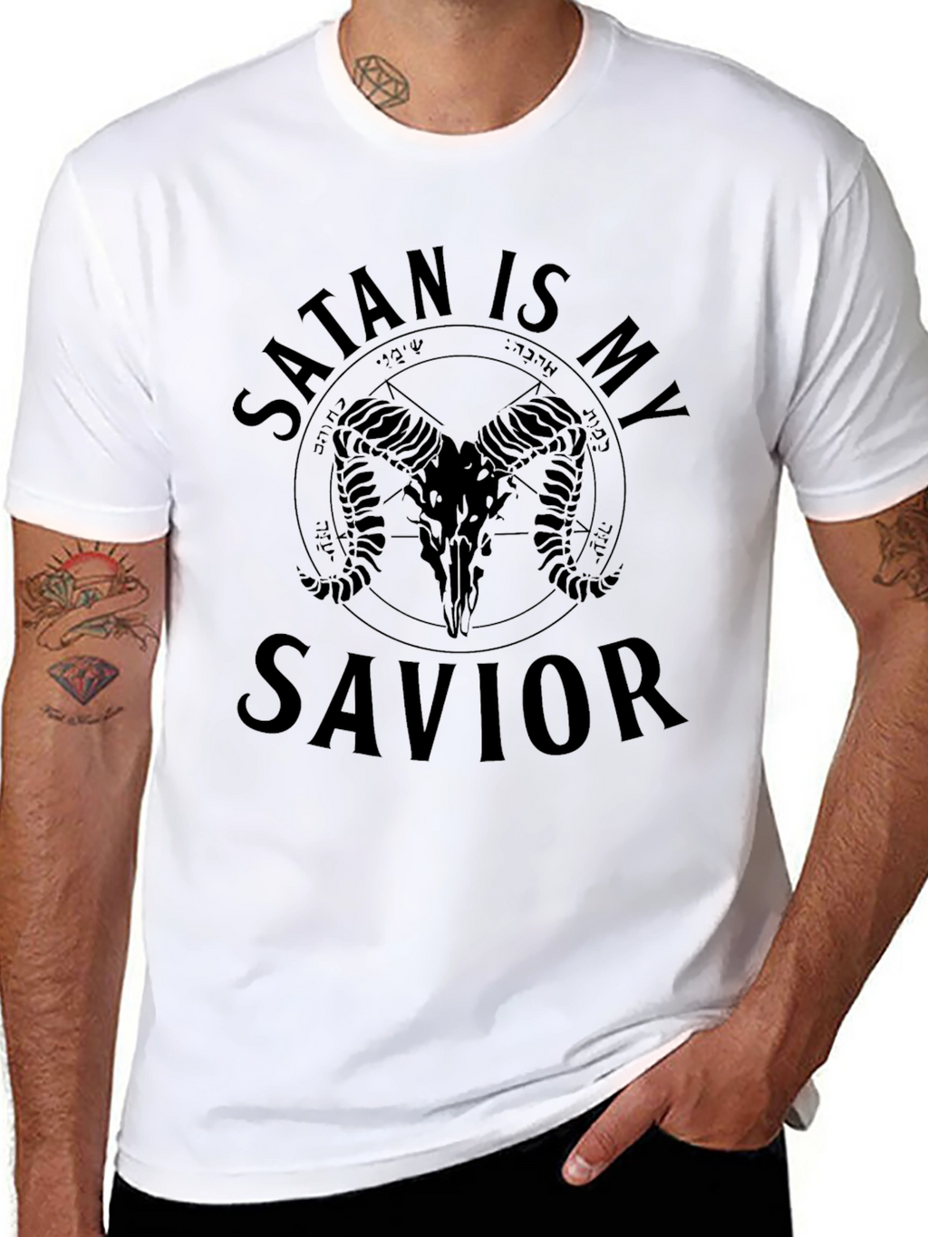 Satan Is My Savior Graphic Tee - Black